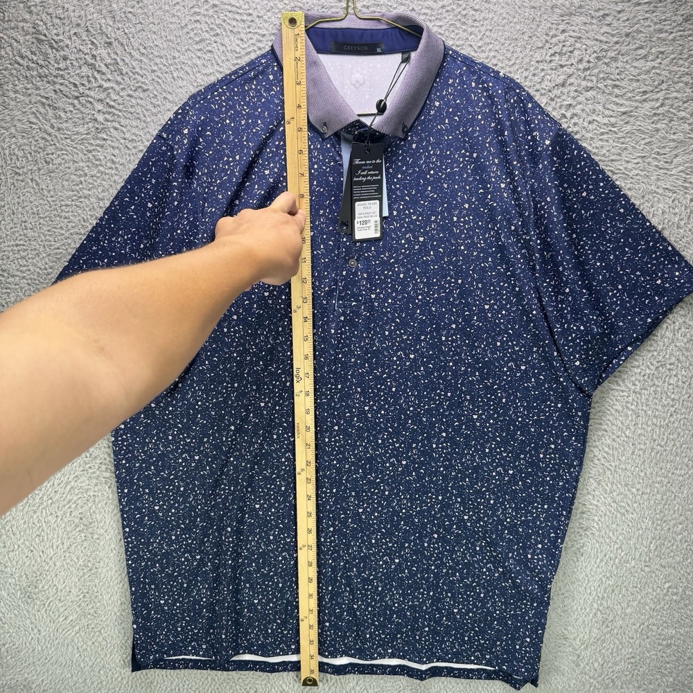 Greyson Golf Polo Shirt Mens XL Blue Angel Tears AOP Stretch Justin Thomas NWT - Picture 9 of 13